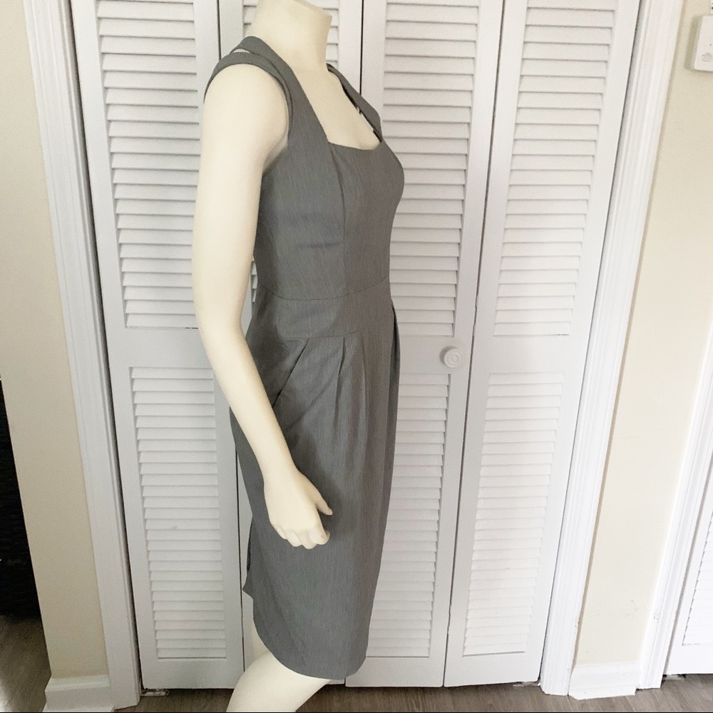 Reiss Gray Tailored Sheath Midi Dress Polished Career Workwear Size 8 - Picture 5 of 11